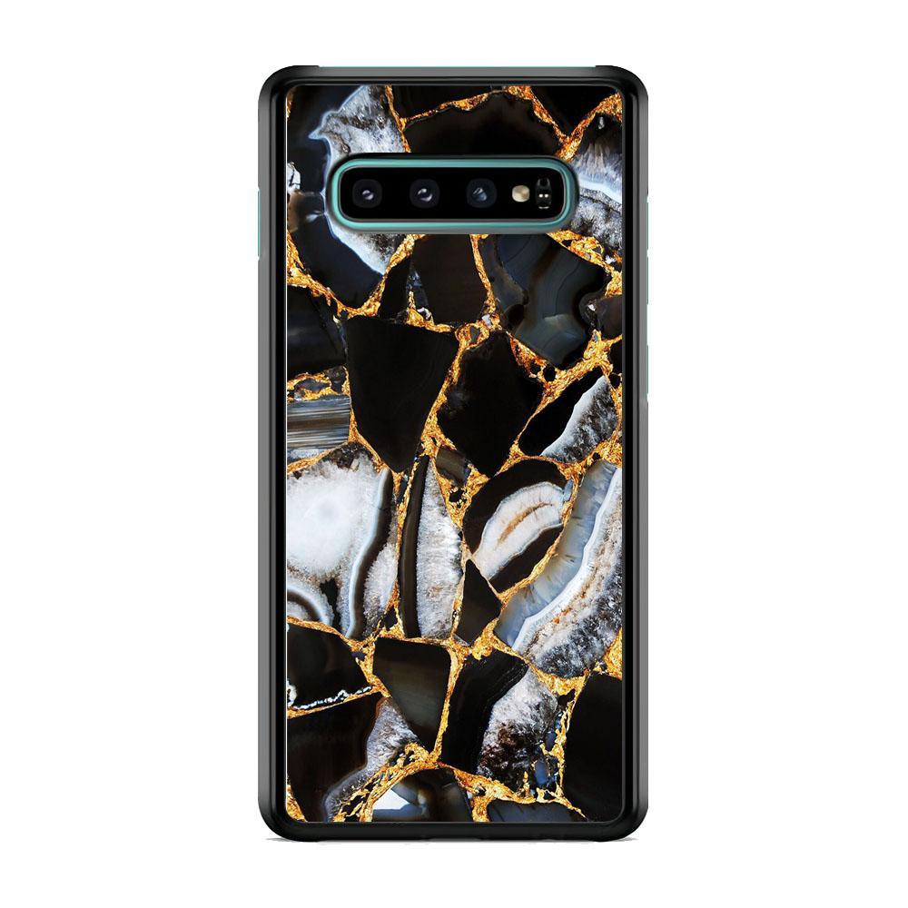 Marble Gold Paste Samsung Galaxy S10 Case-Rubber Black (2D Case)-Oxvistore