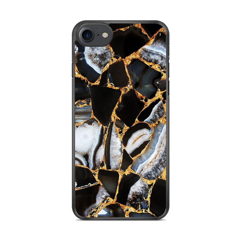 Marble Gold Paste iPhone 8 Case-Rubber Black (2D Case)-Oxvistore