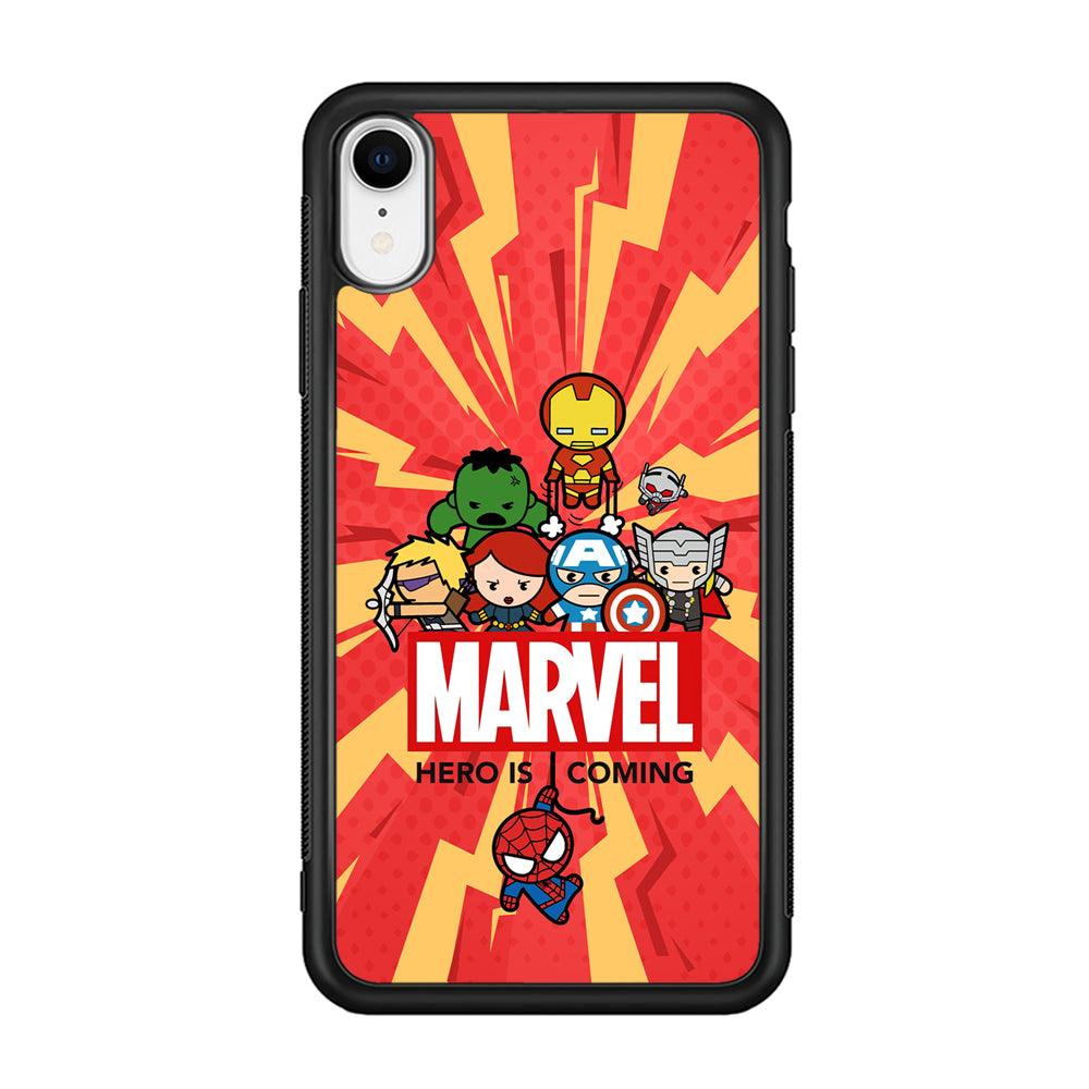 Marvel Cute Comic Hero is Coming iPhone XR Case-Rubber Black (2D Case)-Oxvistore