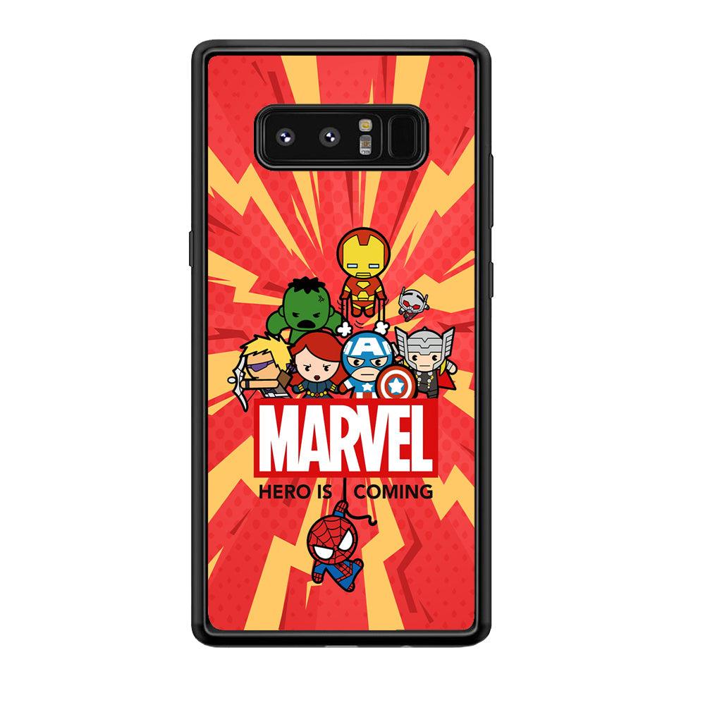 Marvel Cute Comic Hero is Coming Samsung Galaxy Note 8 Case-Rubber Black (2D Case)-Oxvistore