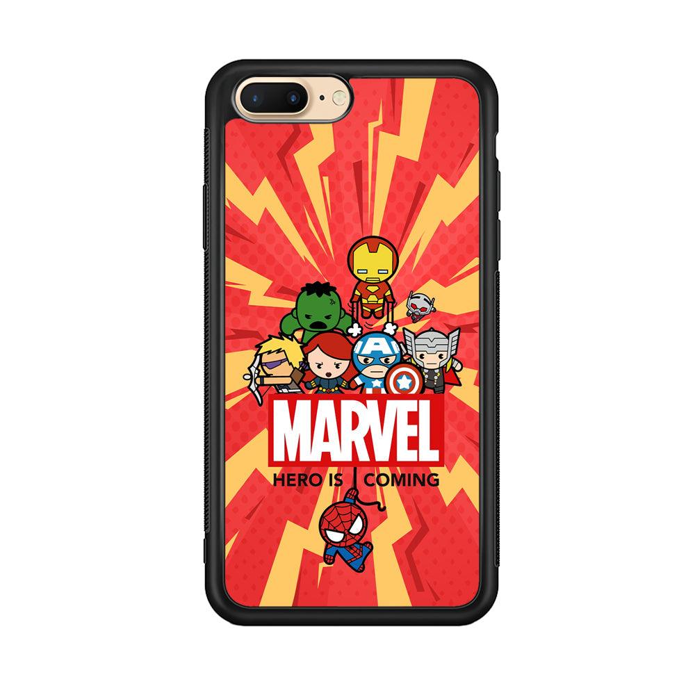 Marvel Cute Comic Hero is Coming iPhone 8 Plus Case-Rubber Black (2D Case)-Oxvistore