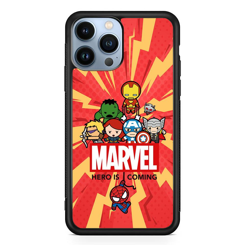 Marvel Cute Comic Hero is Coming iPhone 13 Pro Case-Rubber Black (2D Case)-Oxvistore