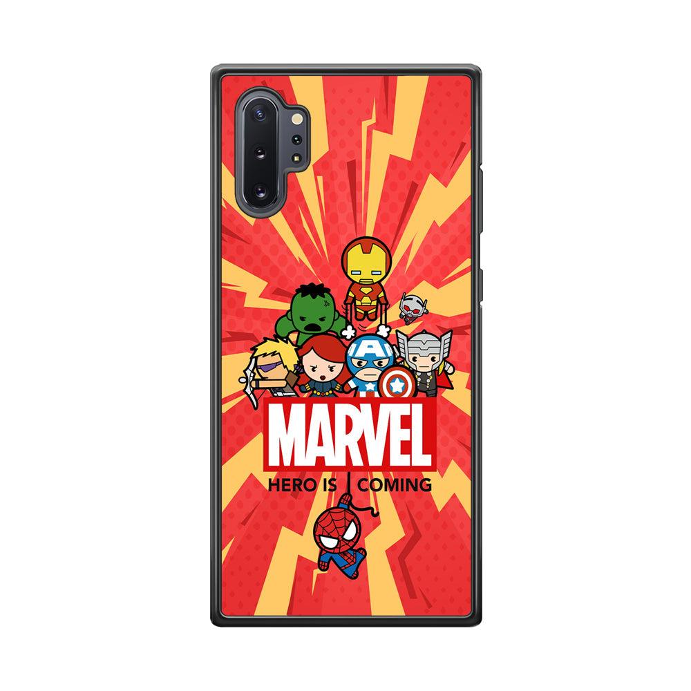 Marvel Cute Comic Hero is Coming Samsung Galaxy Note 10 Plus Case-Rubber Black (2D Case)-Oxvistore