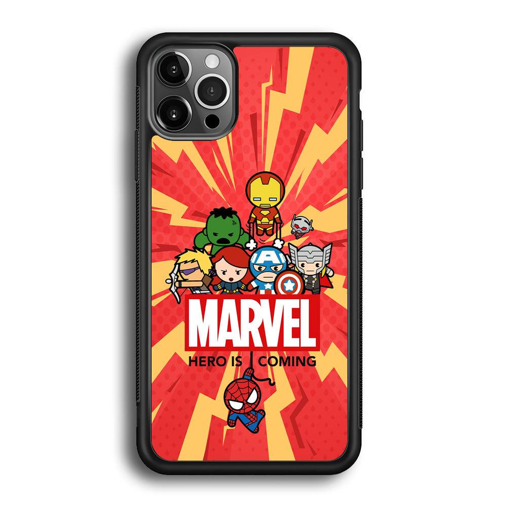 Marvel Cute Comic Hero is Coming iPhone 12 Pro Case-Rubber Black (2D Case)-Oxvistore