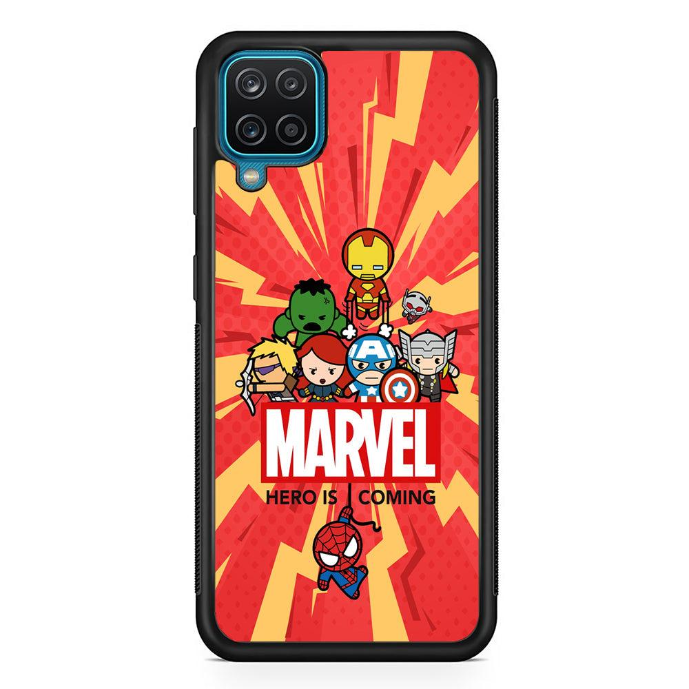 Marvel Cute Comic Hero is Coming Samsung Galaxy A12 Case-Rubber Black (2D Case)-Oxvistore