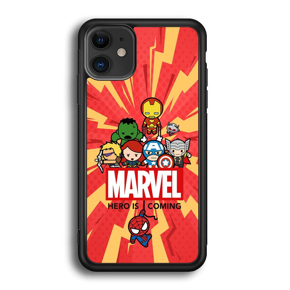 Marvel Cute Comic Hero is Coming iPhone 11 Case-Rubber Black (2D Case)-Oxvistore