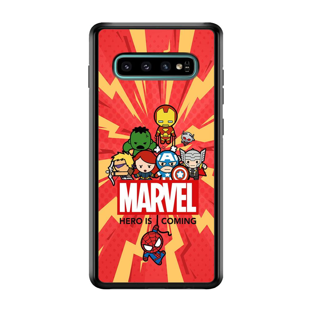 Marvel Cute Comic Hero is Coming Samsung Galaxy S10 Case-Rubber Black (2D Case)-Oxvistore