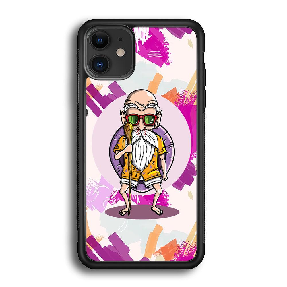 Master Roshi Old Purple iPhone 12 Case-Rubber Black (2D Case)-Oxvistore