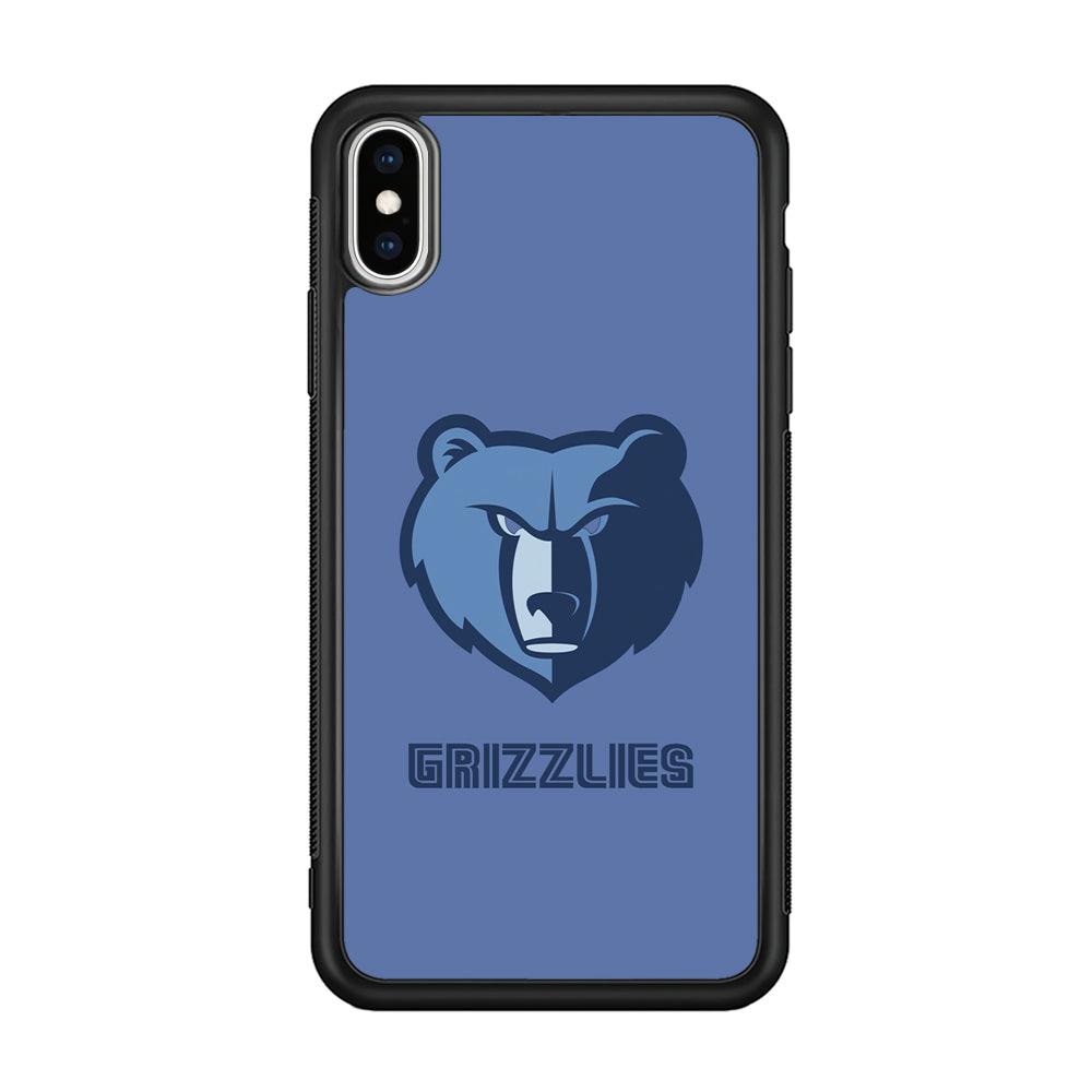 Memphis Grizzlies Bear Gaze iPhone XS Case-Rubber Black (2D Case)-Oxvistore