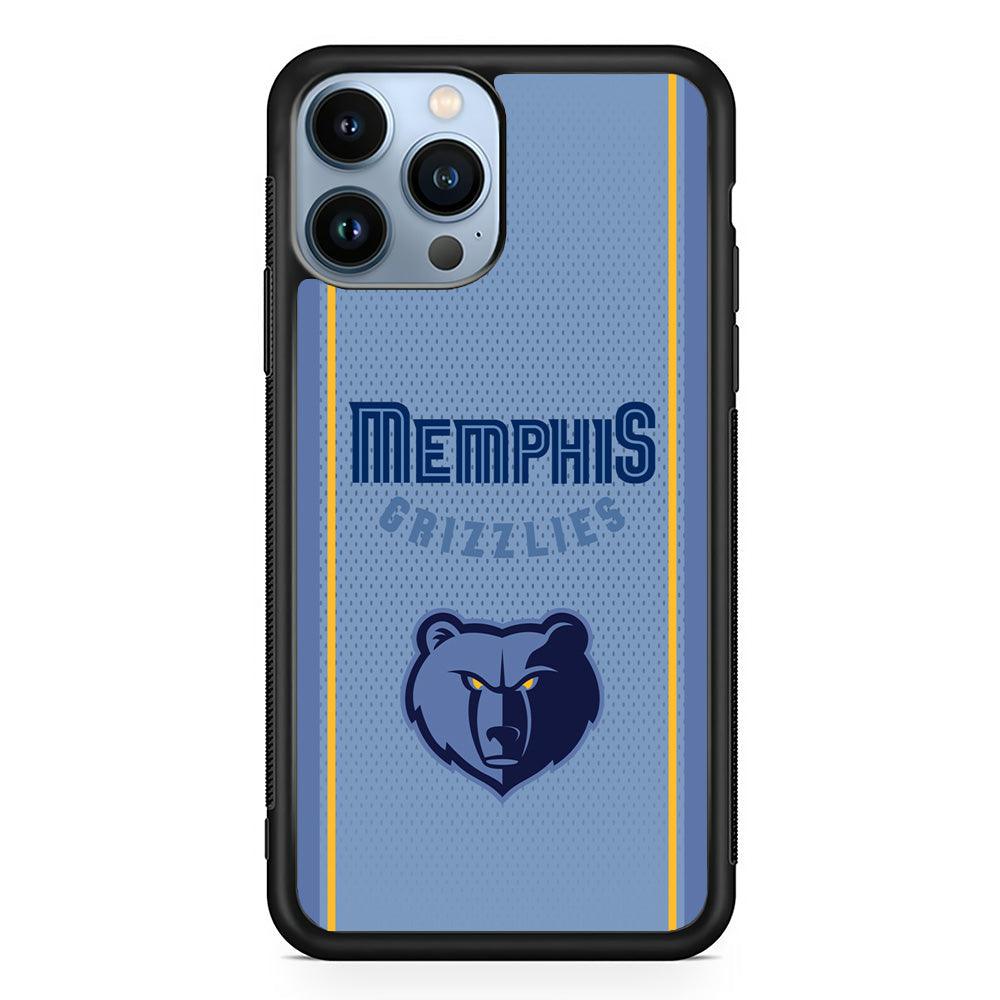 Memphis Grizzlies Light Blue Jersey iPhone 15 Pro Case-Rubber Black (2D Case)-Oxvistore