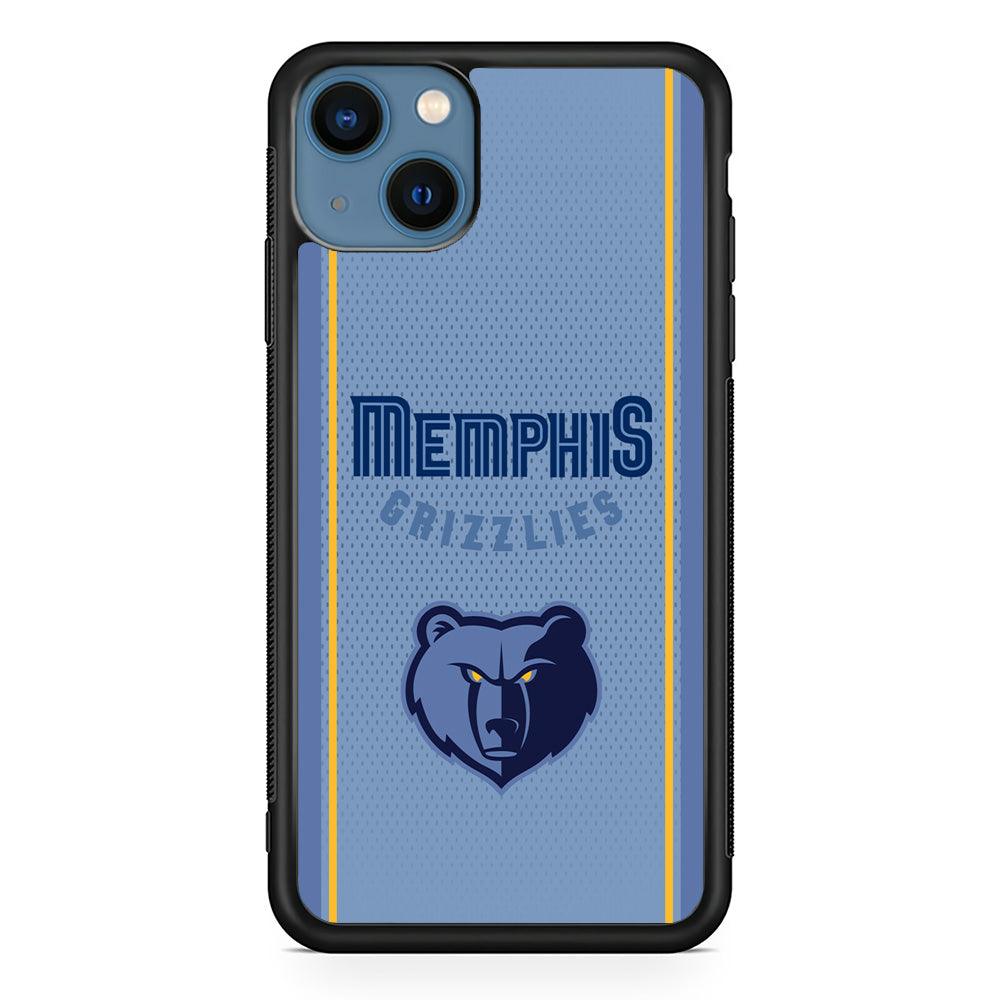 Memphis Grizzlies Light Blue Jersey iPhone 15 Plus Case-Rubber Black (2D Case)-Oxvistore