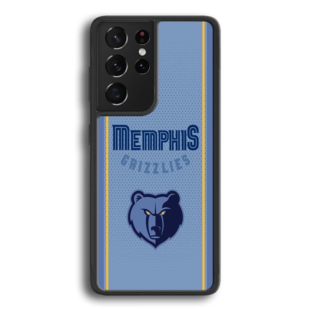 Memphis Grizzlies Light Blue Jersey Samsung Galaxy S21 Ultra Case-Rubber Black (2D Case)-Oxvistore