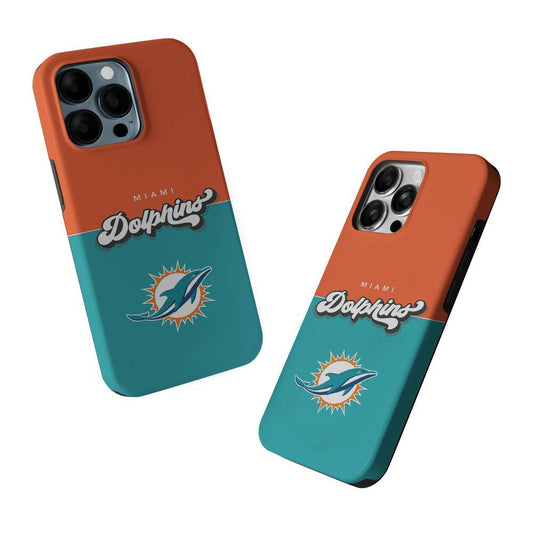 Miami Dolphins Orange Blue 2 in 1 Tough Phone Case-Oxvistore