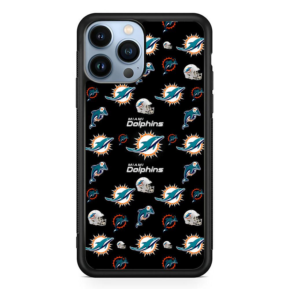 Miami Dolphins Pattern 2D Rubber Phone Case-Black-Oxvistore