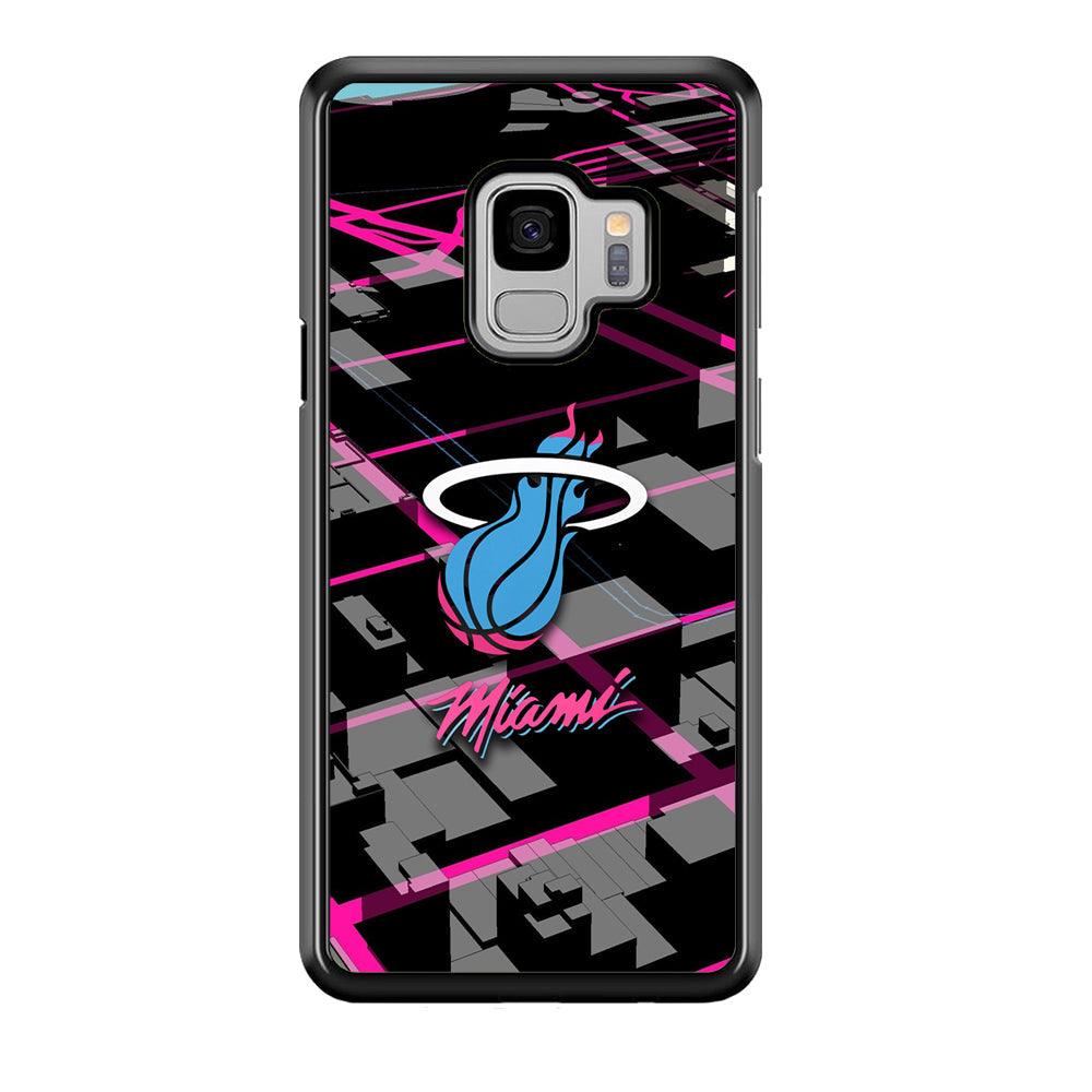Miami Heat Light of Town Samsung Galaxy S9 Case-Rubber Black (2D Case)-Oxvistore