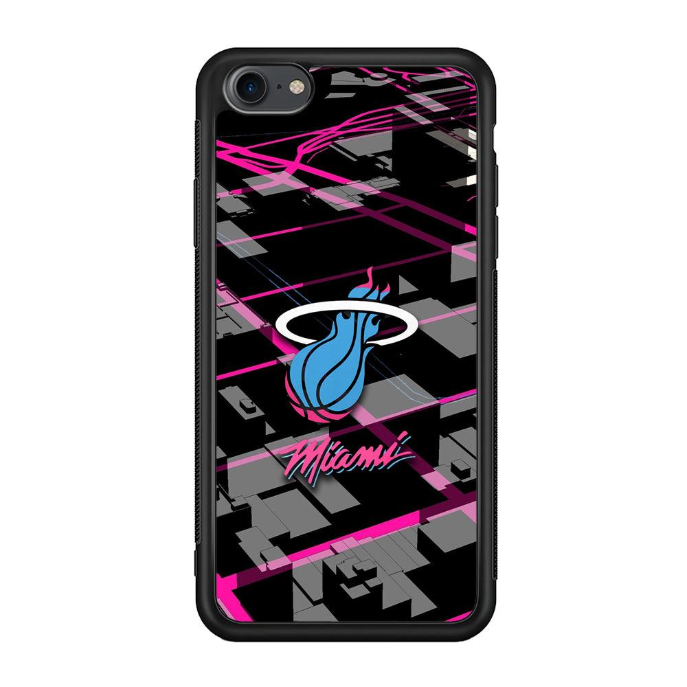 Miami Heat Light of Town iPhone 8 Case-Rubber Black (2D Case)-Oxvistore