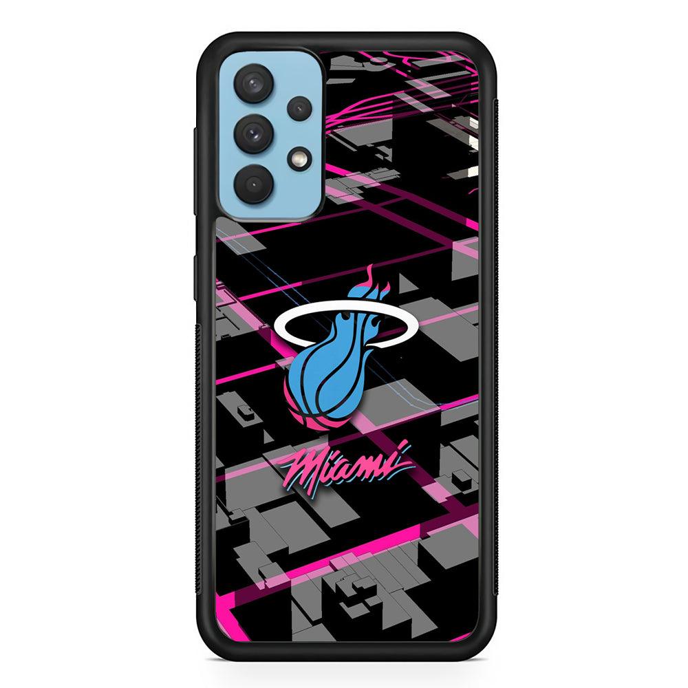 Miami Heat Light of Town Samsung Galaxy A32 Case-Rubber Black (2D Case)-Oxvistore