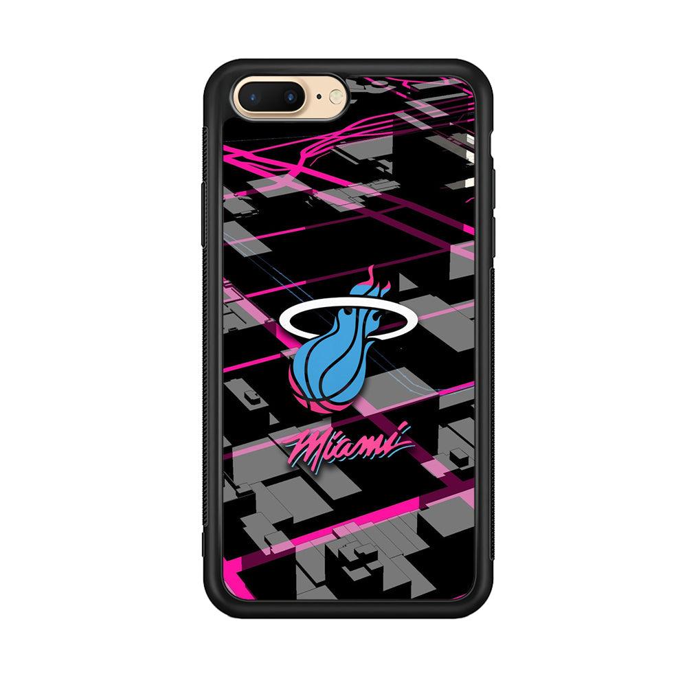 Miami Heat Light of Town iPhone 8 Plus Case-Rubber Black (2D Case)-Oxvistore