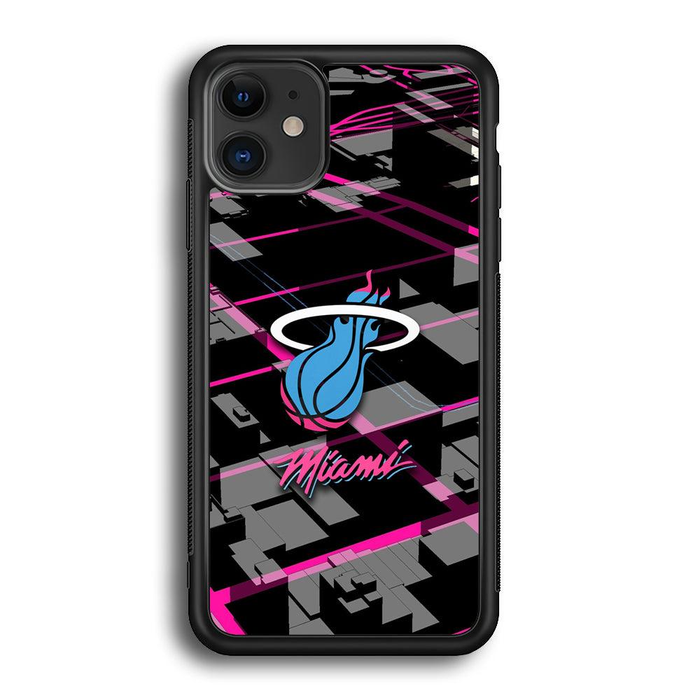 Miami Heat Light of Town iPhone 12 Case-Rubber Black (2D Case)-Oxvistore