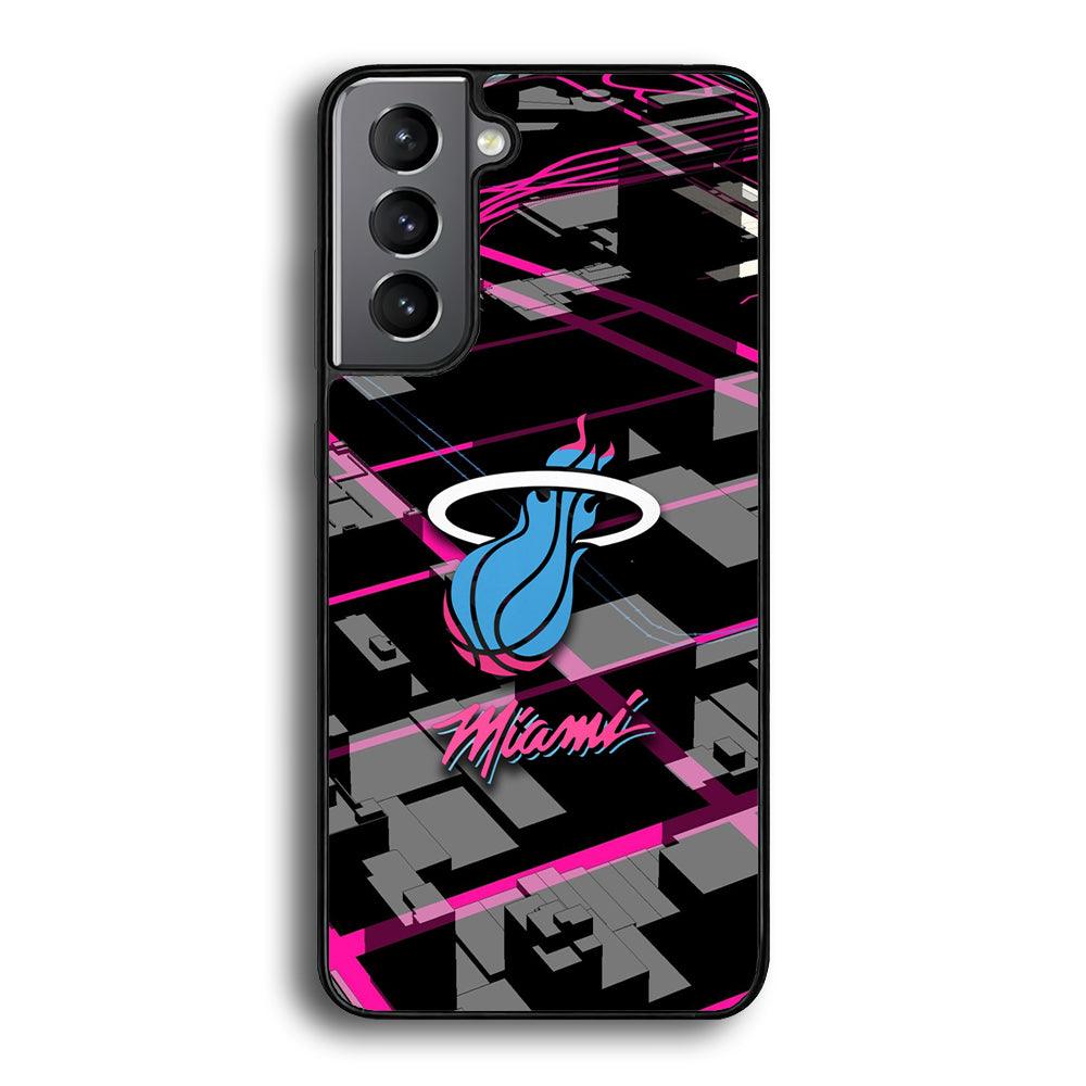 Miami Heat Light of Town Samsung Galaxy S24 Case-Rubber Black (2D Case)-Oxvistore
