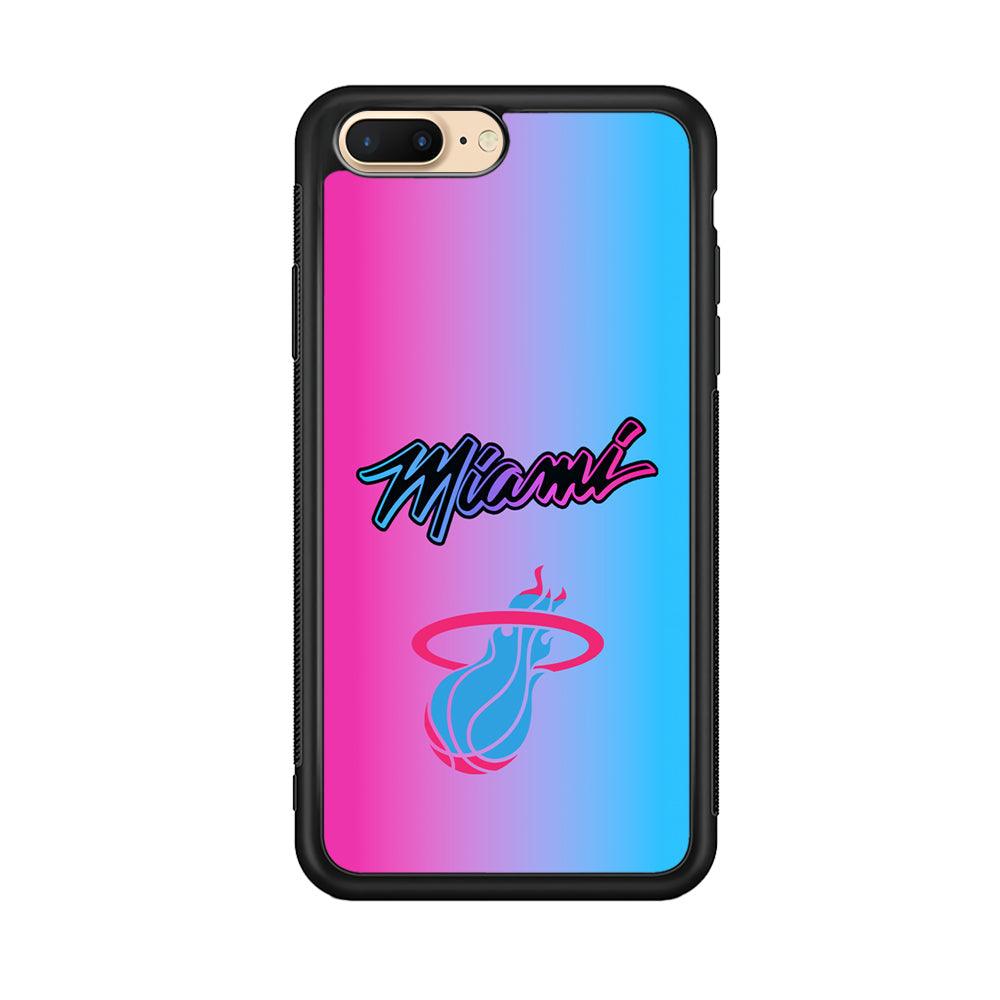 Miami Heat Rainbow Light Jersey iPhone 8 Plus Case-Rubber Black (2D Case)-Oxvistore