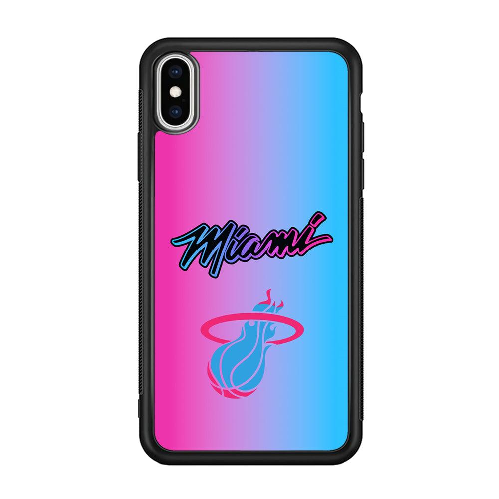 Miami Heat Rainbow Light Jersey iPhone XS Case-Rubber Black (2D Case)-Oxvistore