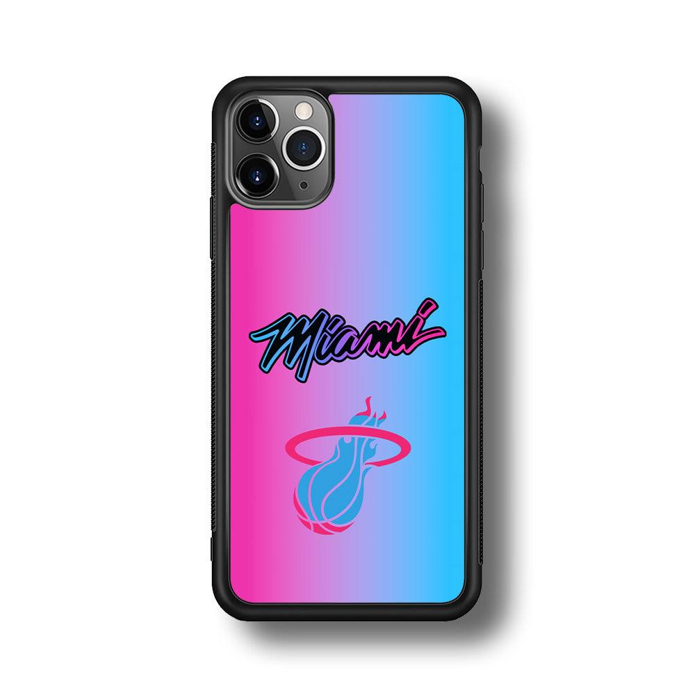 Miami Heat Rainbow Light Jersey iPhone 11 Pro Max Case-Rubber Black (2D Case)-Oxvistore