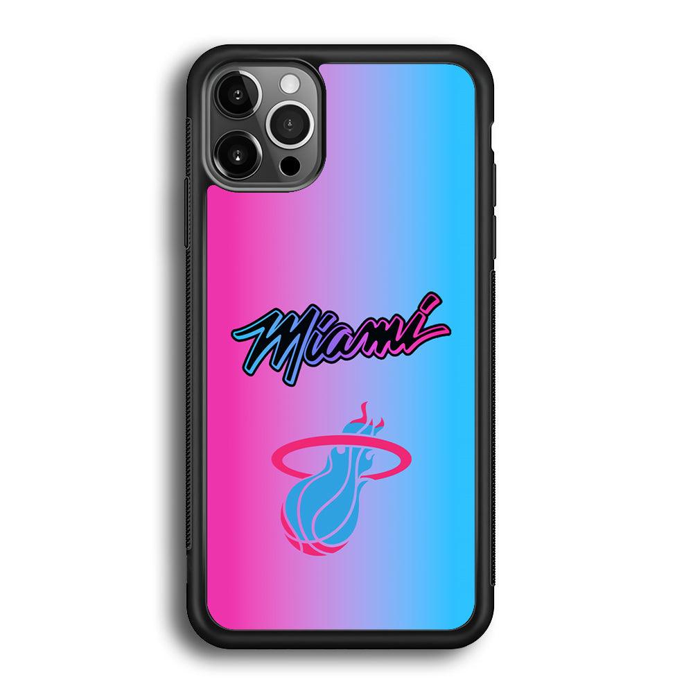 Miami Heat Rainbow Light Jersey iPhone 12 Pro Case-Rubber Black (2D Case)-Oxvistore
