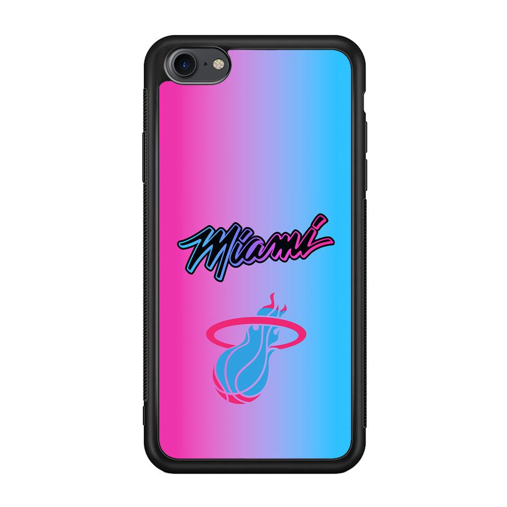 Miami Heat Rainbow Light Jersey iPhone 8 Case-Rubber Black (2D Case)-Oxvistore