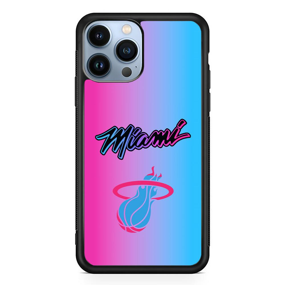 Miami Heat Rainbow Light Jersey iPhone 13 Pro Case-Rubber Black (2D Case)-Oxvistore