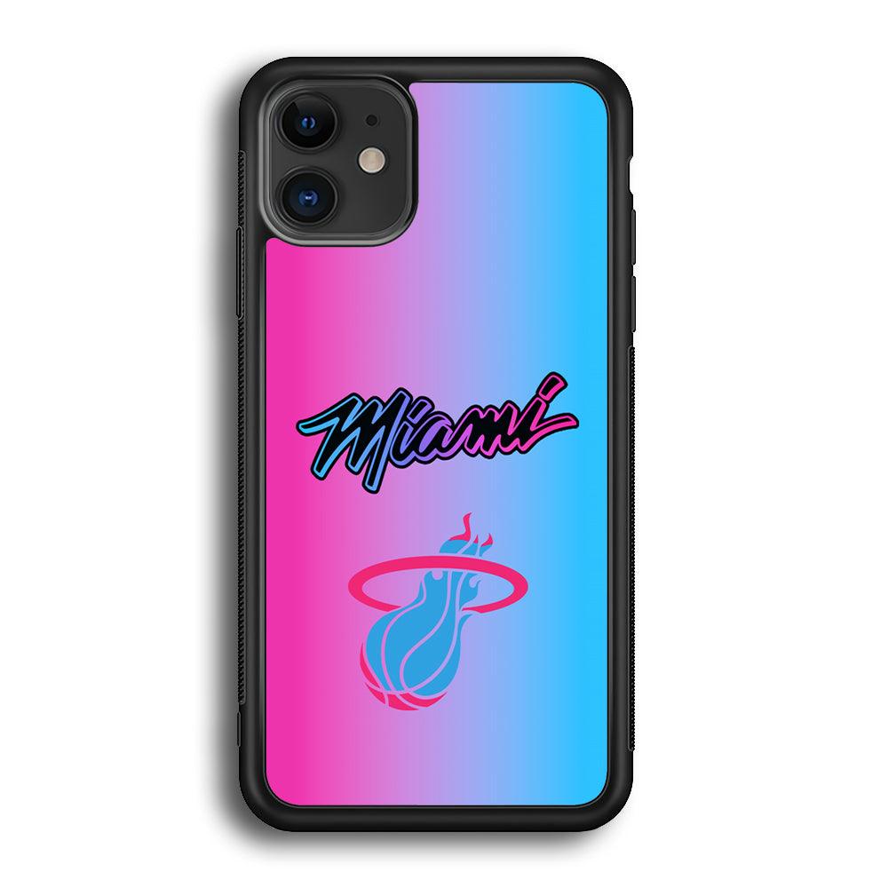 Miami Heat Rainbow Light Jersey iPhone 12 Case-Rubber Black (2D Case)-Oxvistore