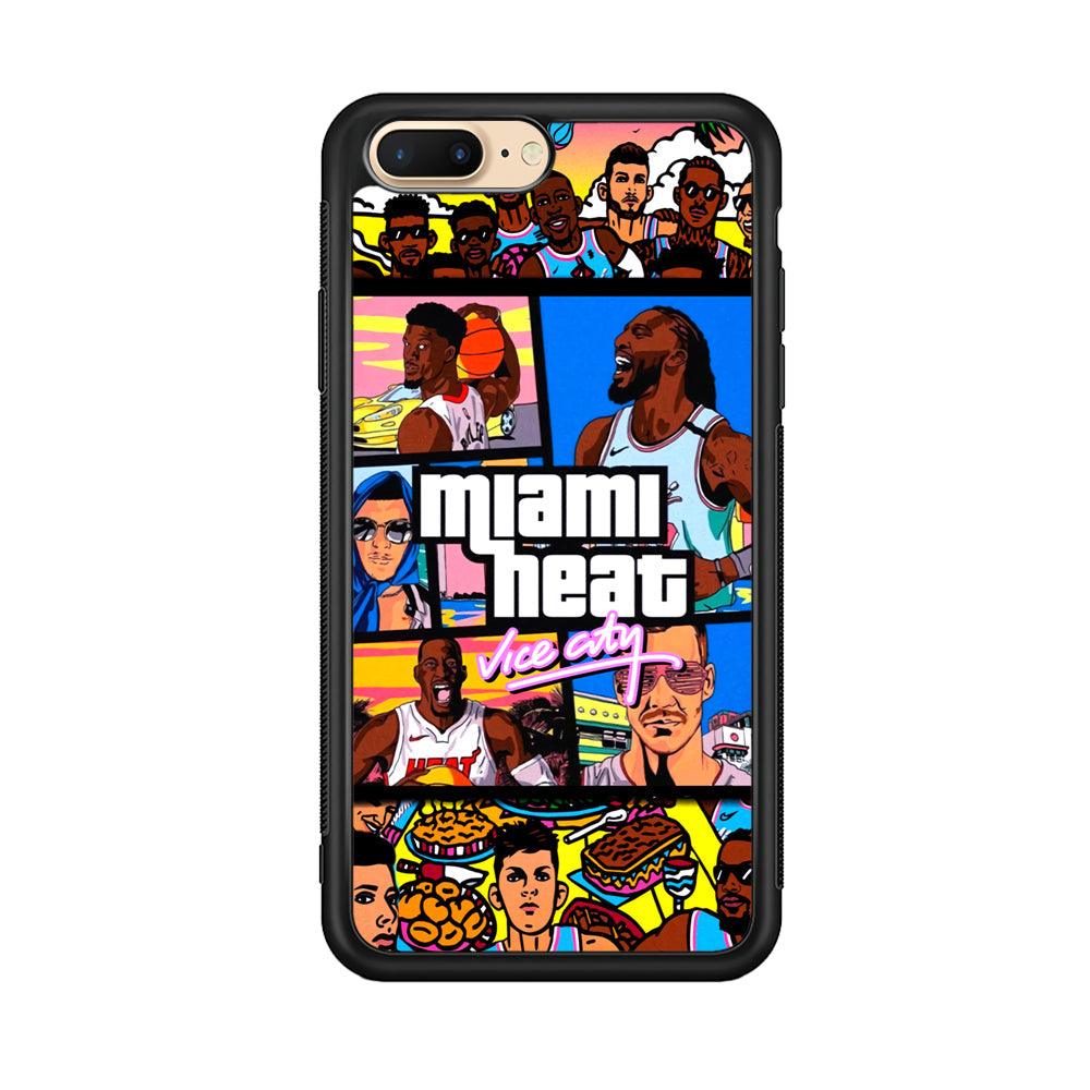 Miami Heat Star of Vice City iPhone 8 Plus Case-Rubber Black (2D Case)-Oxvistore