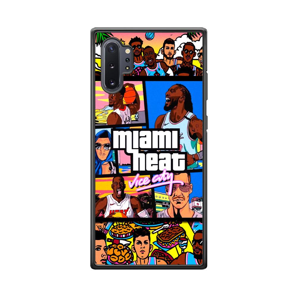 Miami Heat Star of Vice City Samsung Galaxy Note 10 Plus Case-Rubber Black (2D Case)-Oxvistore