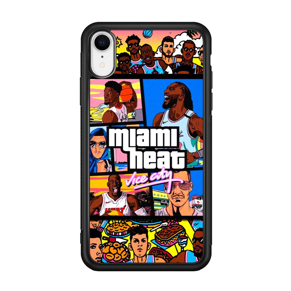 Miami Heat Star of Vice City iPhone XR Case-Rubber Black (2D Case)-Oxvistore