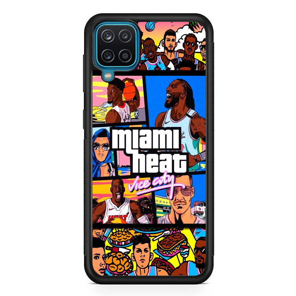 Miami Heat Star of Vice City Samsung Galaxy A12 Case-Rubber Black (2D Case)-Oxvistore