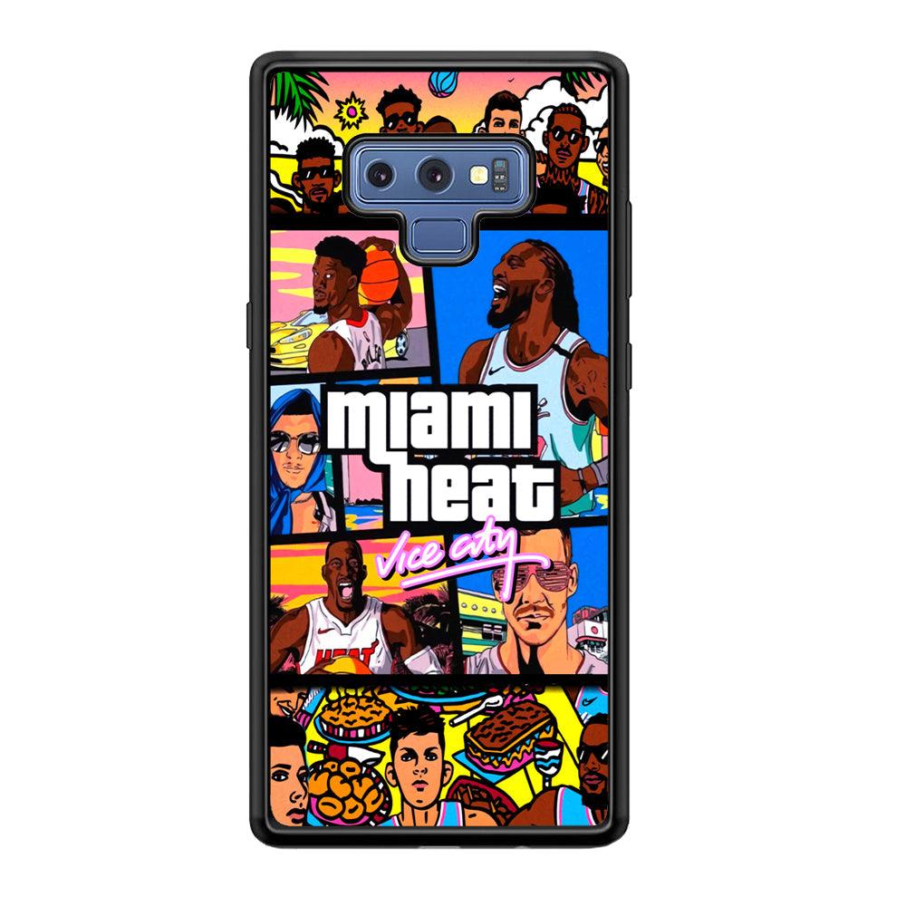 Miami Heat Star of Vice City Samsung Galaxy Note 9 Case-Rubber Black (2D Case)-Oxvistore