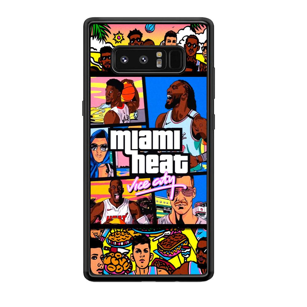 Miami Heat Star of Vice City Samsung Galaxy Note 8 Case-Rubber Black (2D Case)-Oxvistore