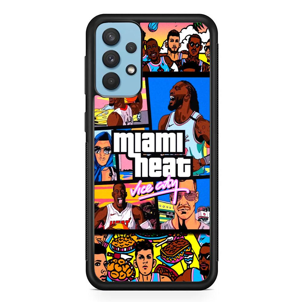 Miami Heat Star of Vice City Samsung Galaxy A32 Case-Rubber Black (2D Case)-Oxvistore
