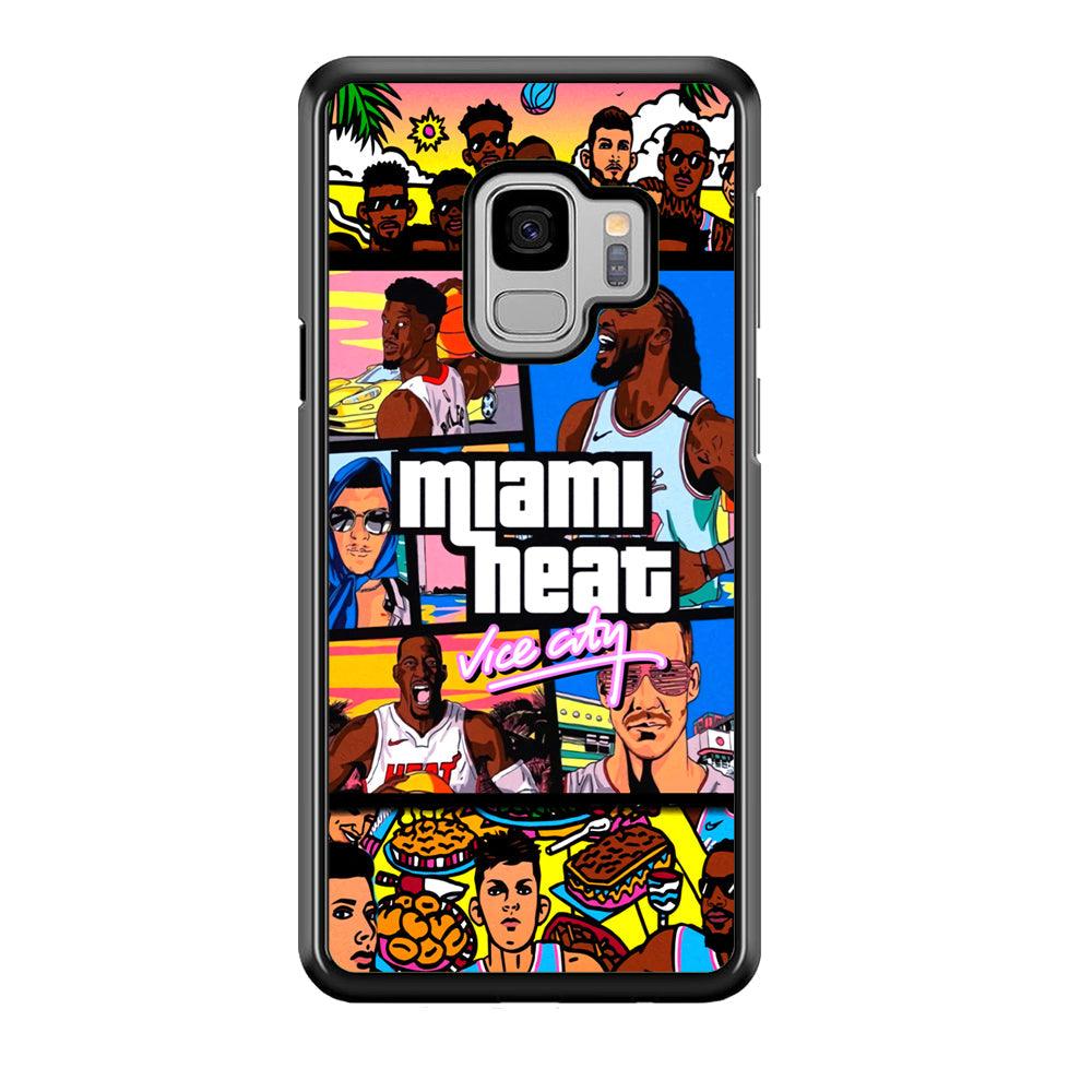 Miami Heat Star of Vice City Samsung Galaxy S9 Case-Rubber Black (2D Case)-Oxvistore