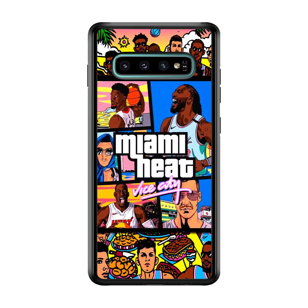 Miami Heat Star of Vice City Samsung Galaxy S10 Case-Rubber Black (2D Case)-Oxvistore