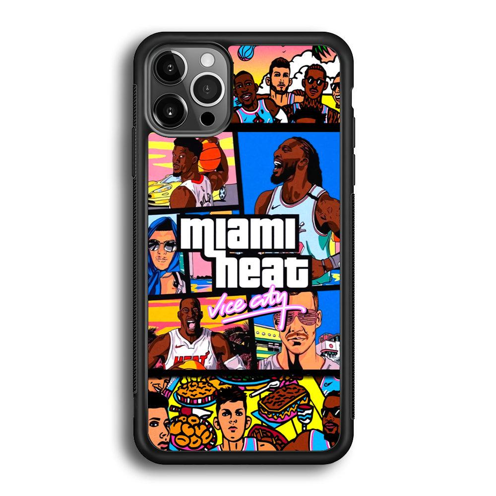 Miami Heat Star of Vice City iPhone 12 Pro Case-Rubber Black (2D Case)-Oxvistore