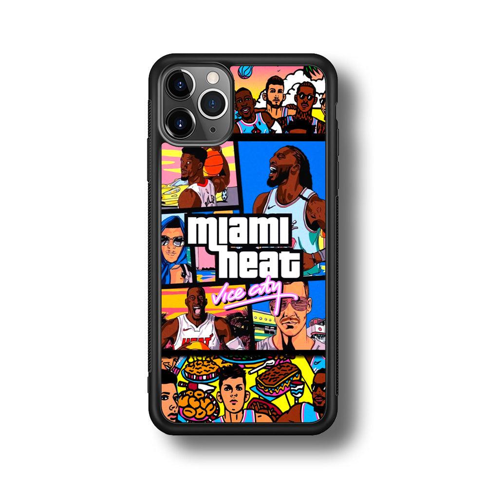 Miami Heat Star of Vice City iPhone 11 Pro Max Case-Rubber Black (2D Case)-Oxvistore