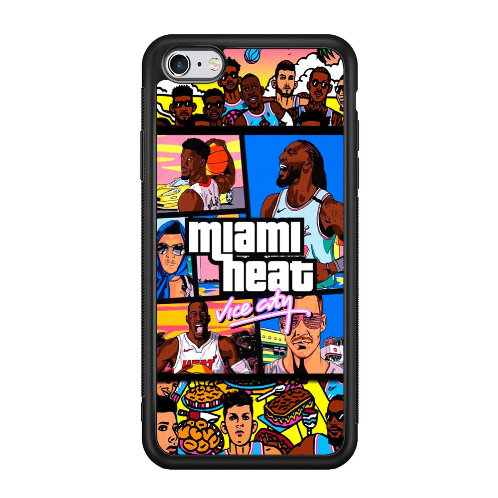 Miami Heat Star of Vice City iPhone 6 Plus | 6s Plus Case-Rubber Black (2D Case)-Oxvistore