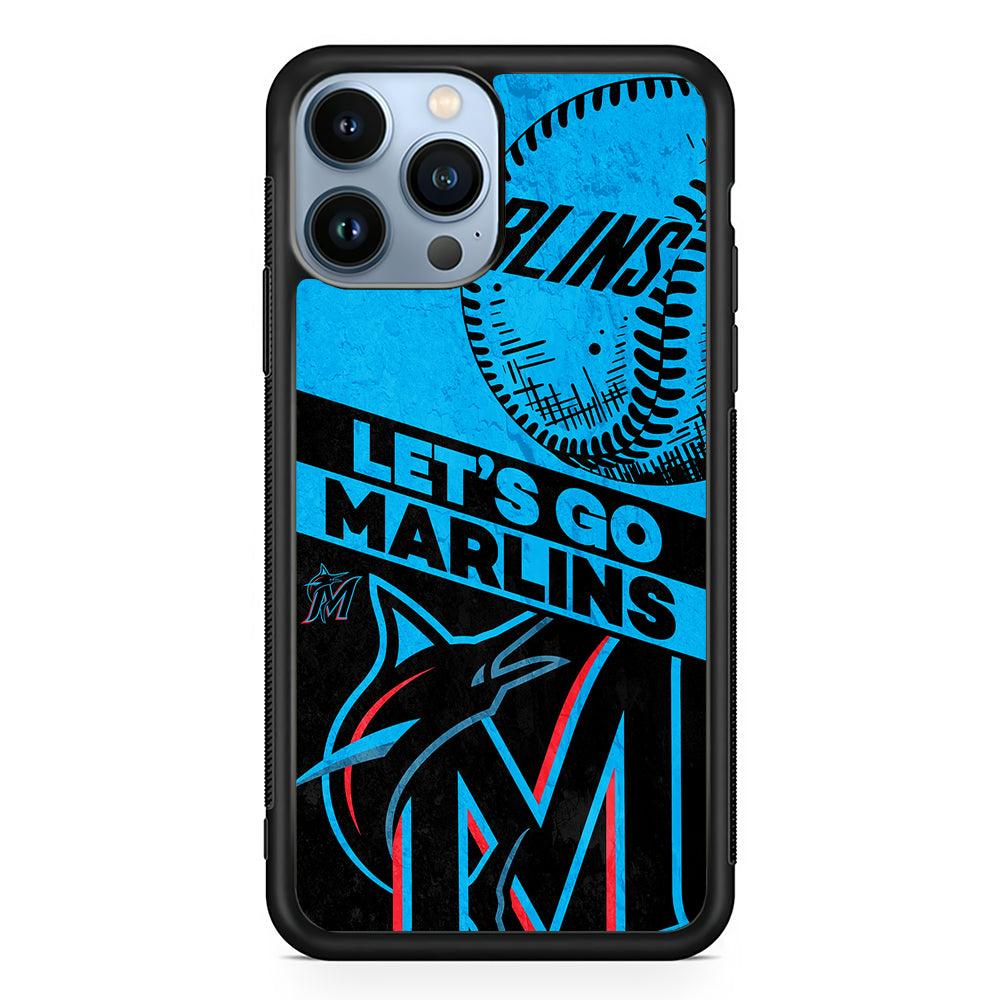 Miami Marlins Let's Go 2D Rubber Phone Case-Black-Oxvistore