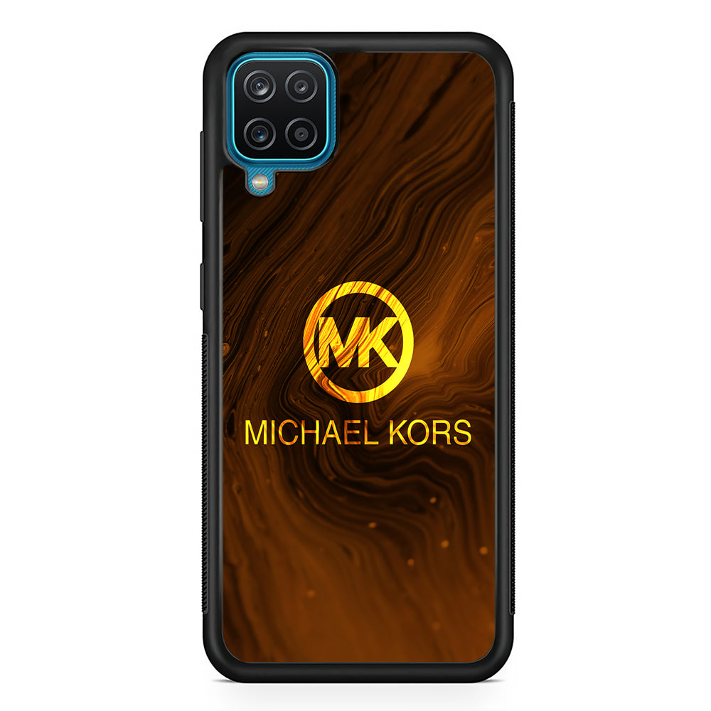 Michael Kors Brown Abstract Samsung Galaxy A12 Case-Rubber Black (2D Case)-Oxvistore