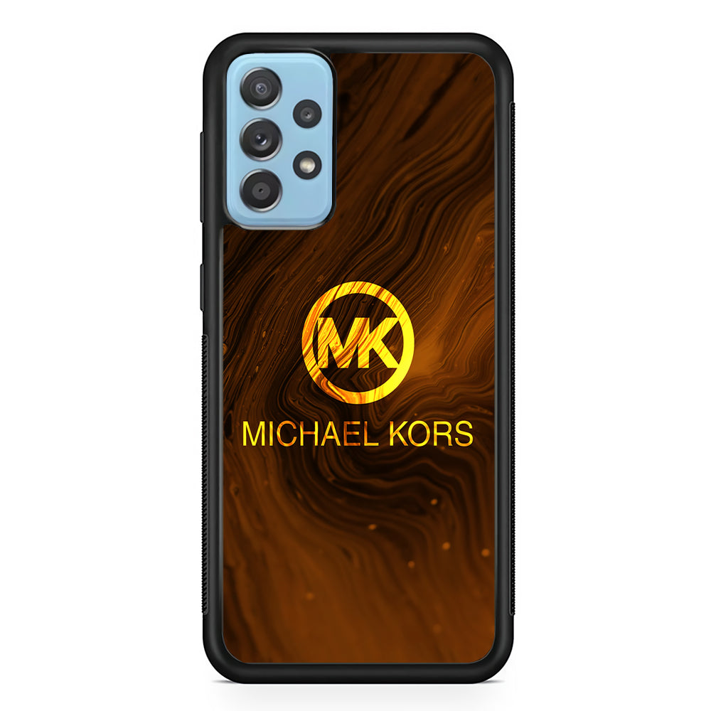 Michael Kors Brown Abstract Samsung Galaxy A72 Case-Rubber Black (2D Case)-Oxvistore