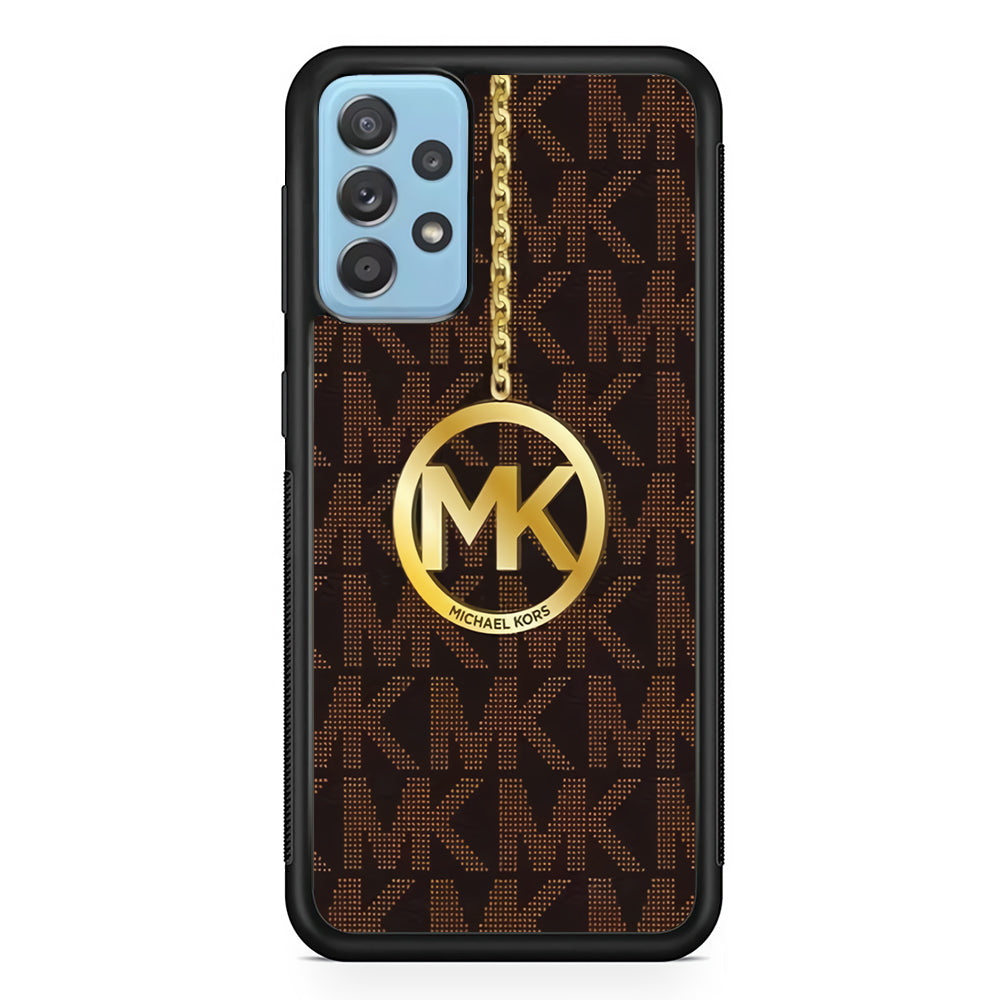 Michael Kors Brown Pattern Samsung Galaxy A72 Case-Rubber White (2D Case)-Oxvistore