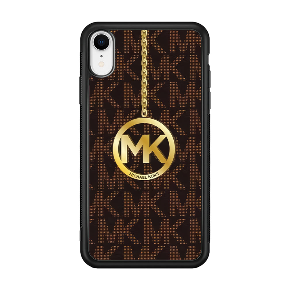Michael Kors Brown Pattern iPhone XR Case-Rubber White (2D Case)-Oxvistore