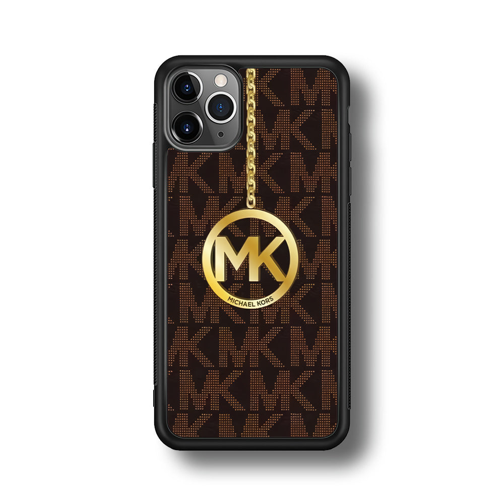 Michael Kors Brown Pattern iPhone 11 Pro Max Case-Rubber Black (2D Case)-Oxvistore