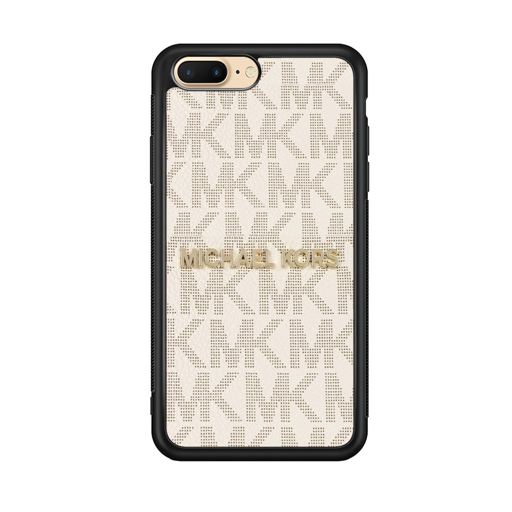 Michael Kors White Pattern iPhone 7 Plus Case-Rubber Black (2D Case)-Oxvistore